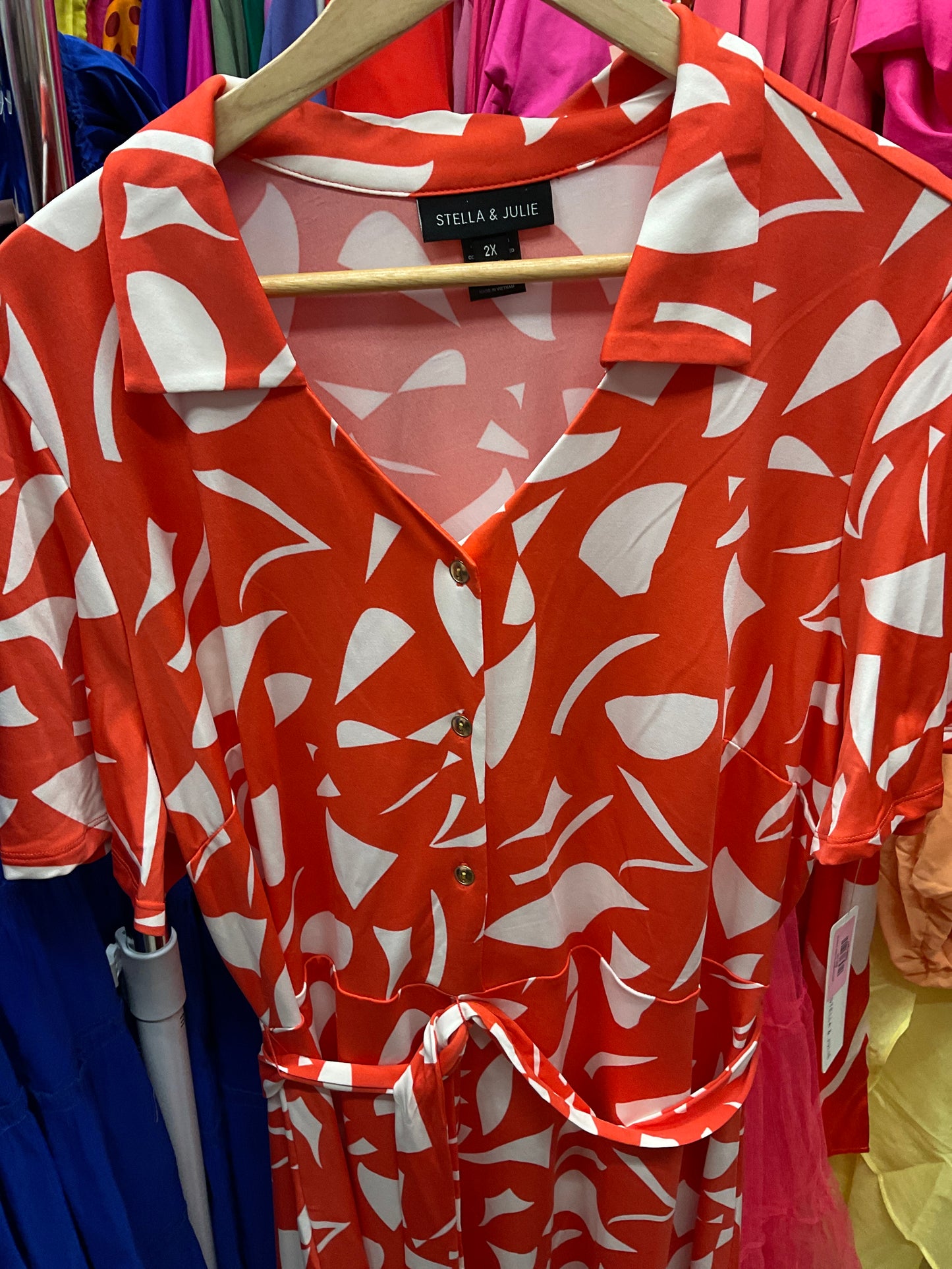 3/12 Lady Orange/white collar dress 2x