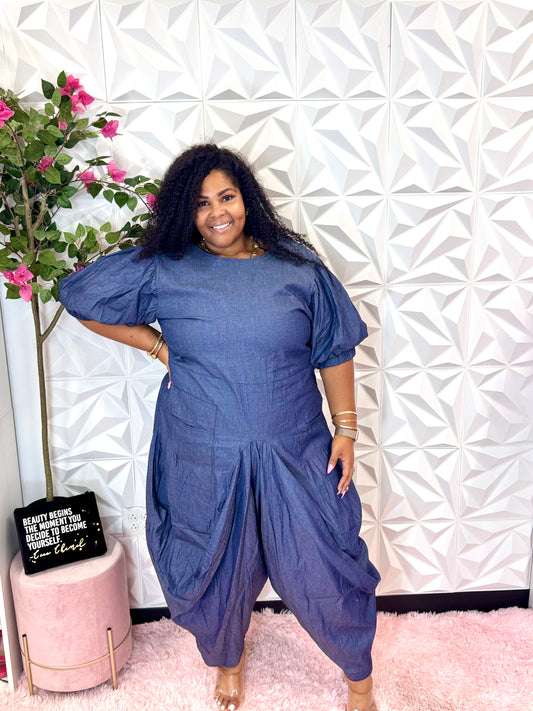 Lady Denim Harem Jumpsuit