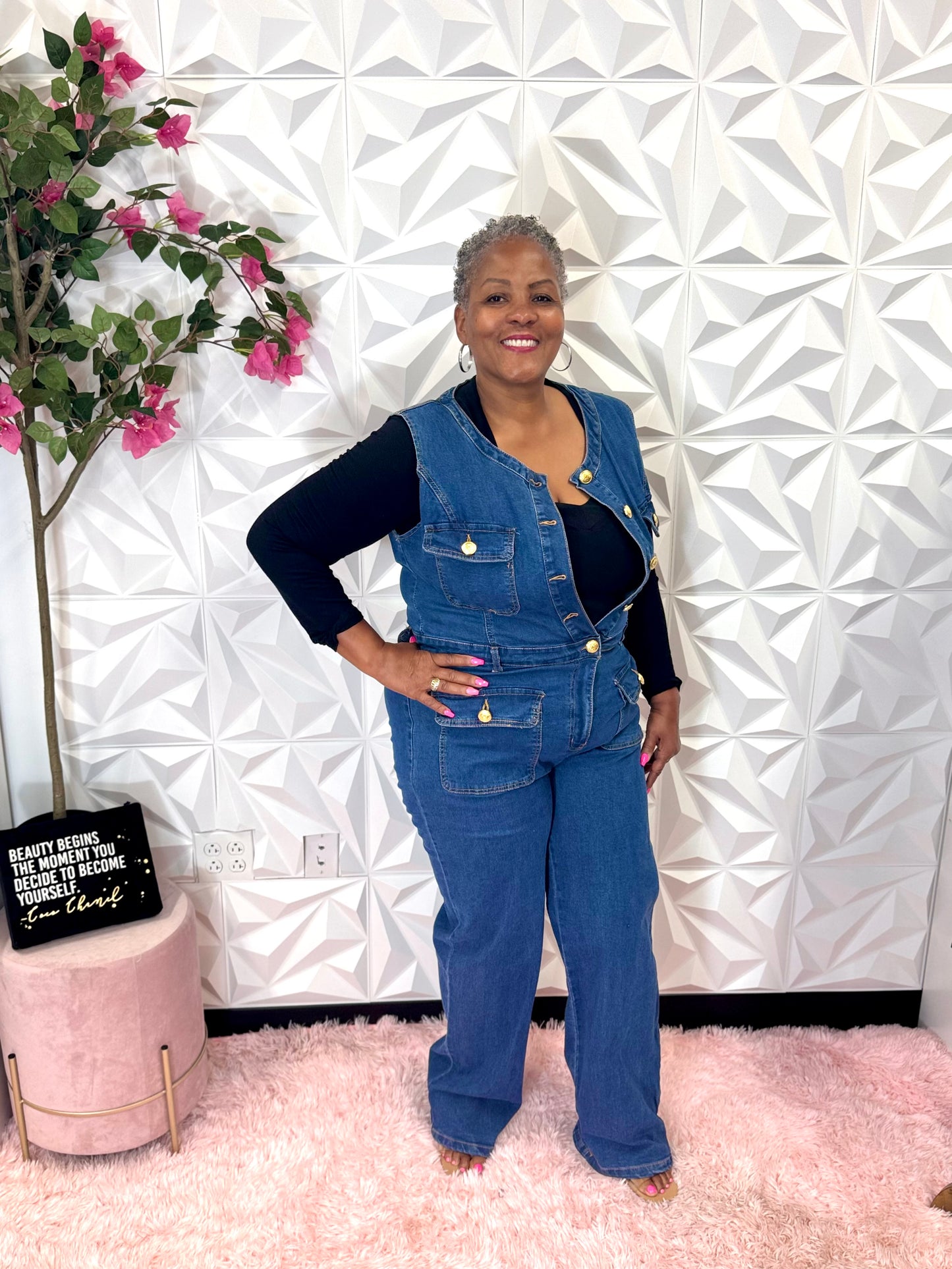 Lady Denim Stepping Jumpsuit