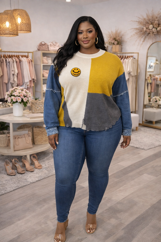 LADY A SMILE A DAY DENIM TOP