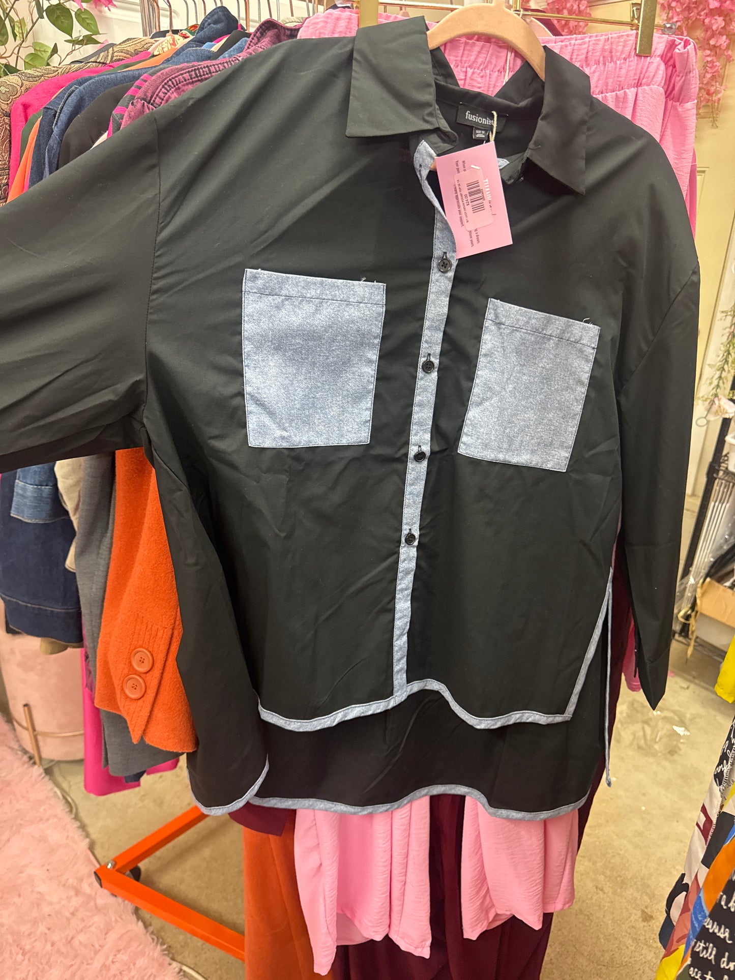 LADY DENIM POCKET TOP