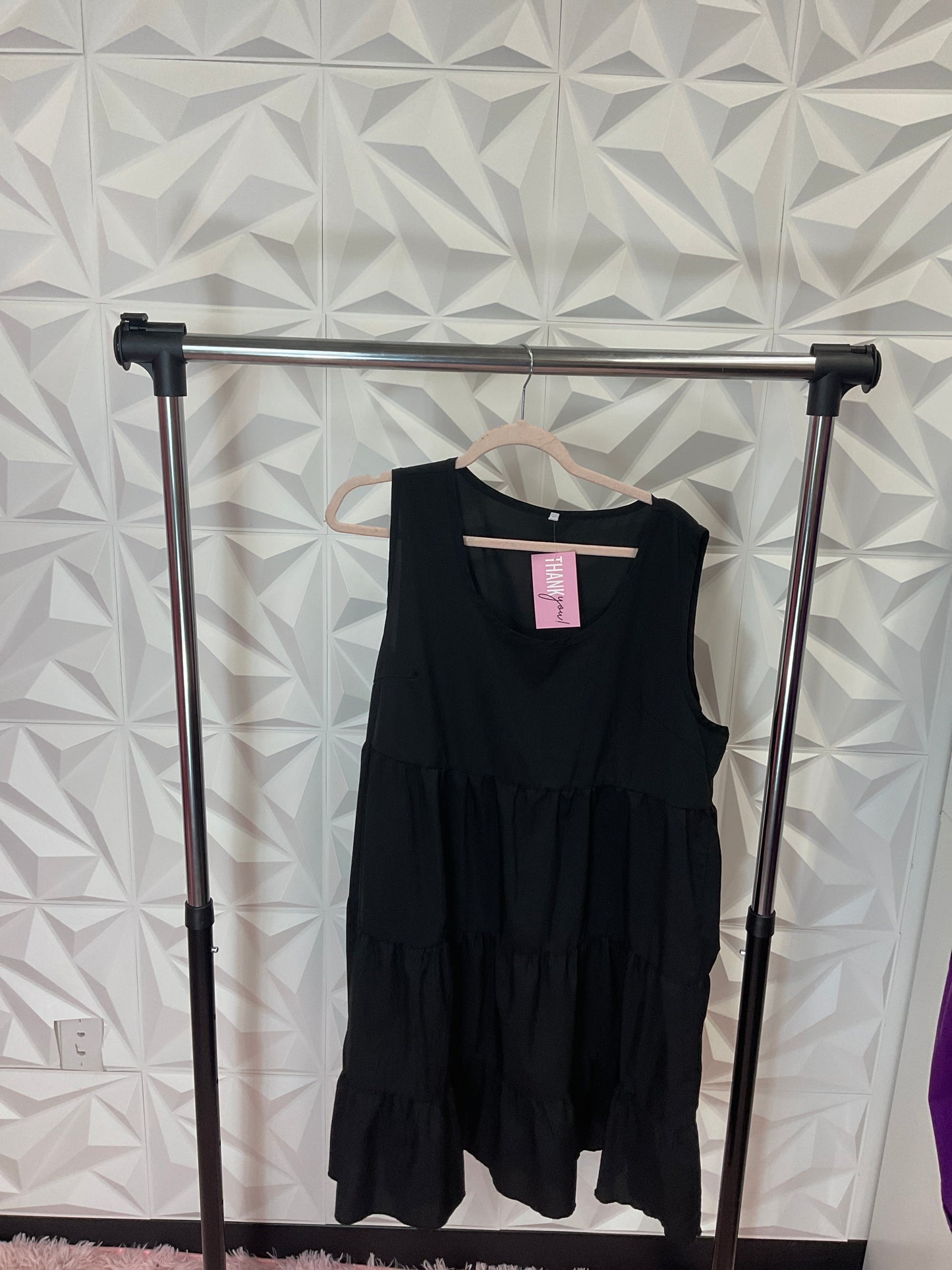 10/2 LADY BLACK SLEEVELESS TIERED BABY DOLL DRESS SZ 3X