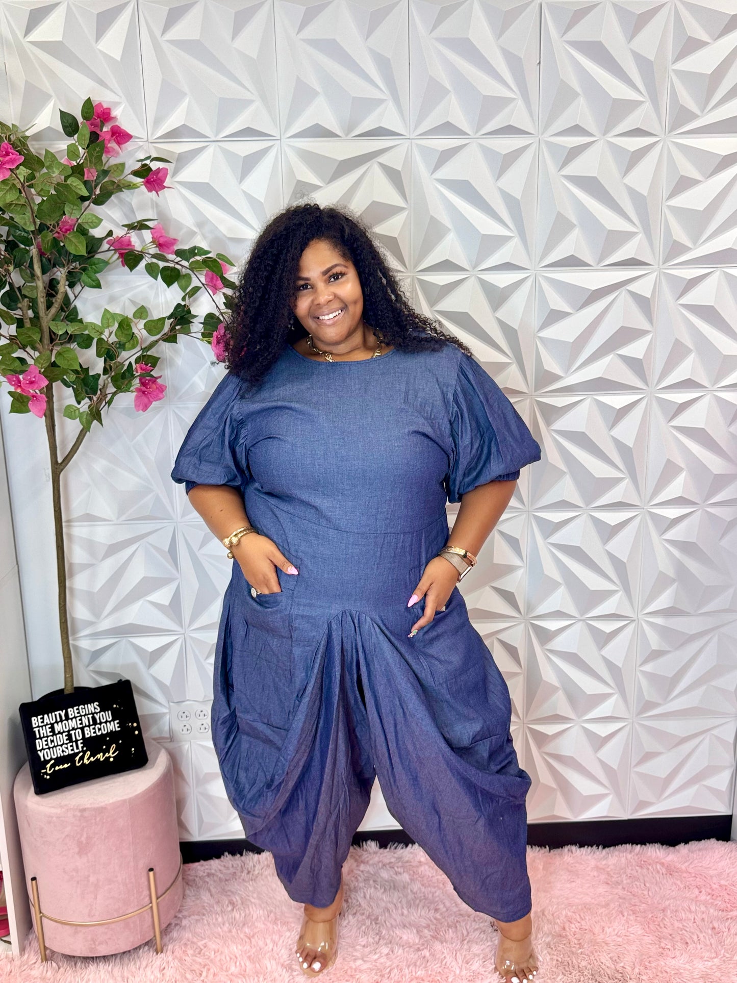 Lady Denim Harem Jumpsuit