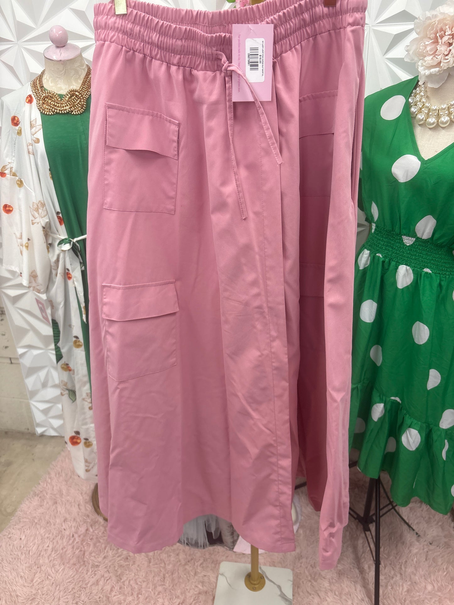 3/1 LADY LIGHT PINK CARGO SLIT SKIRT SZ 16/18