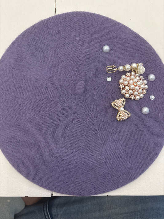 Lady Classy Beret-Ribbon Purple