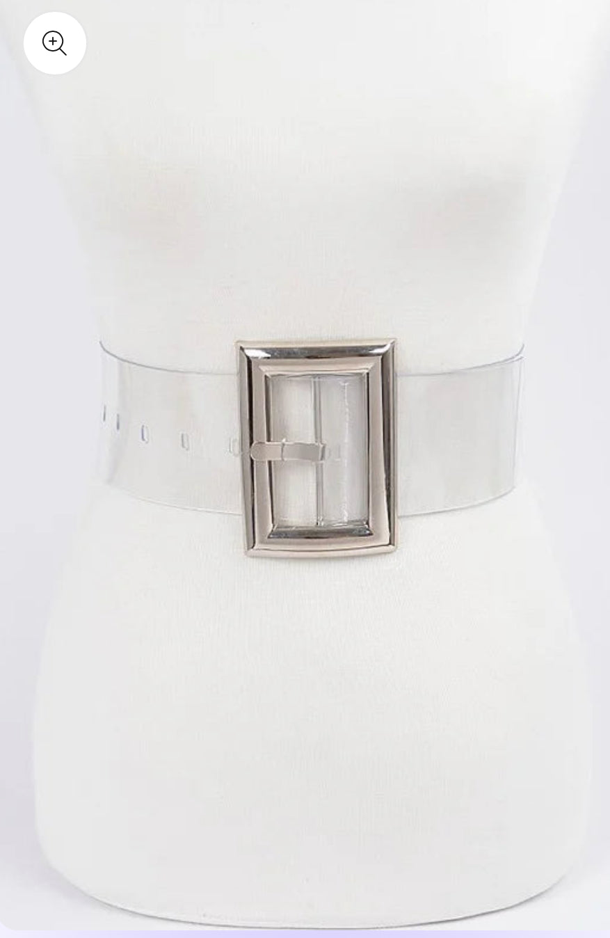 Lady Signature Clear Belt |Silver