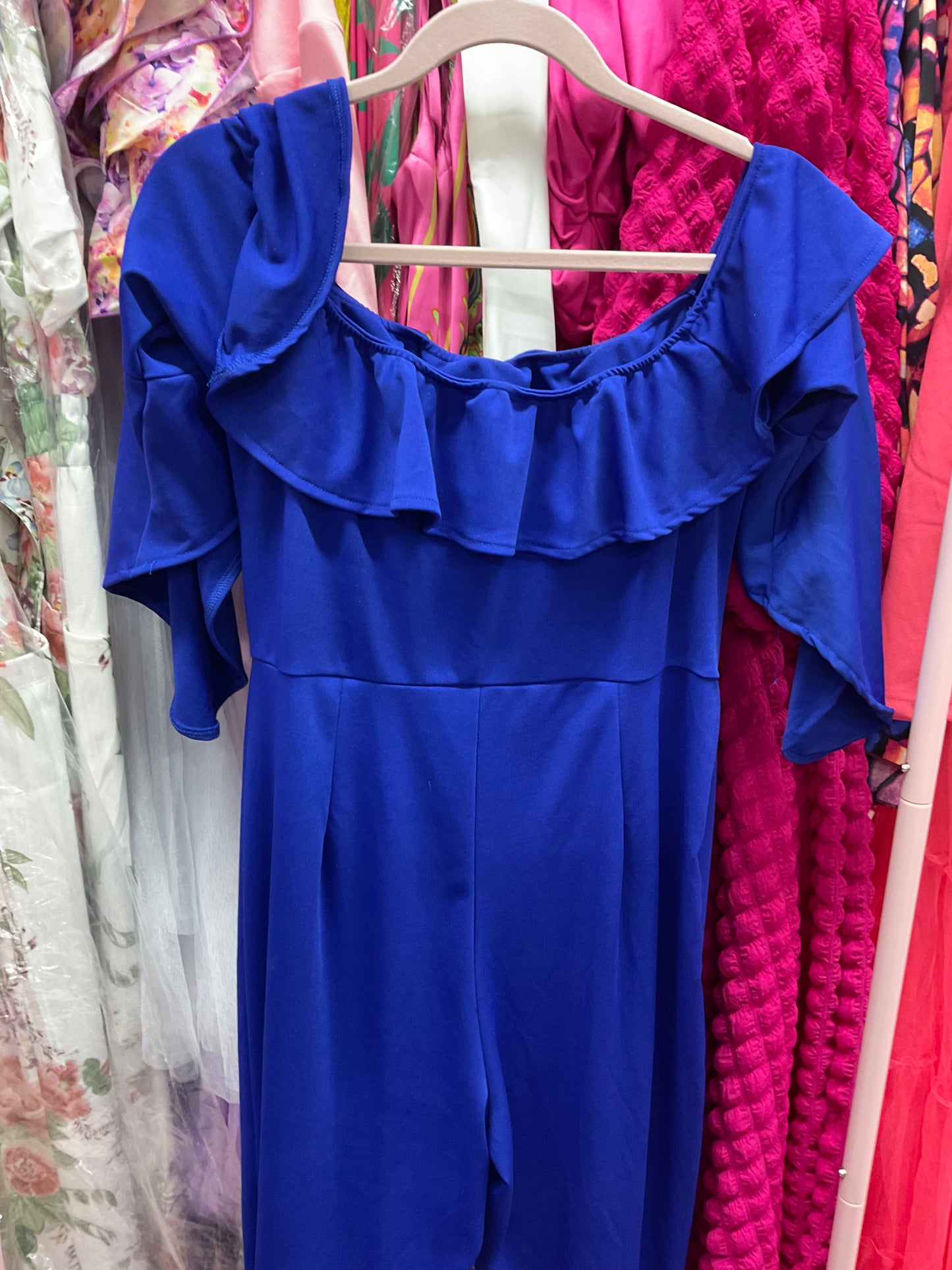 4/21 Lady Blue and Classy Ruffle Jumpsuit sz xl