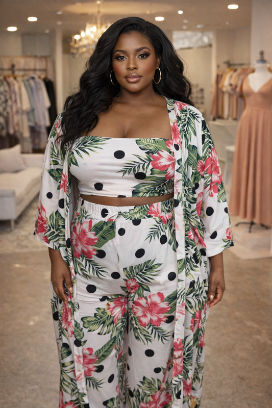 LADY WHITE VACAY POLKA DOT SET