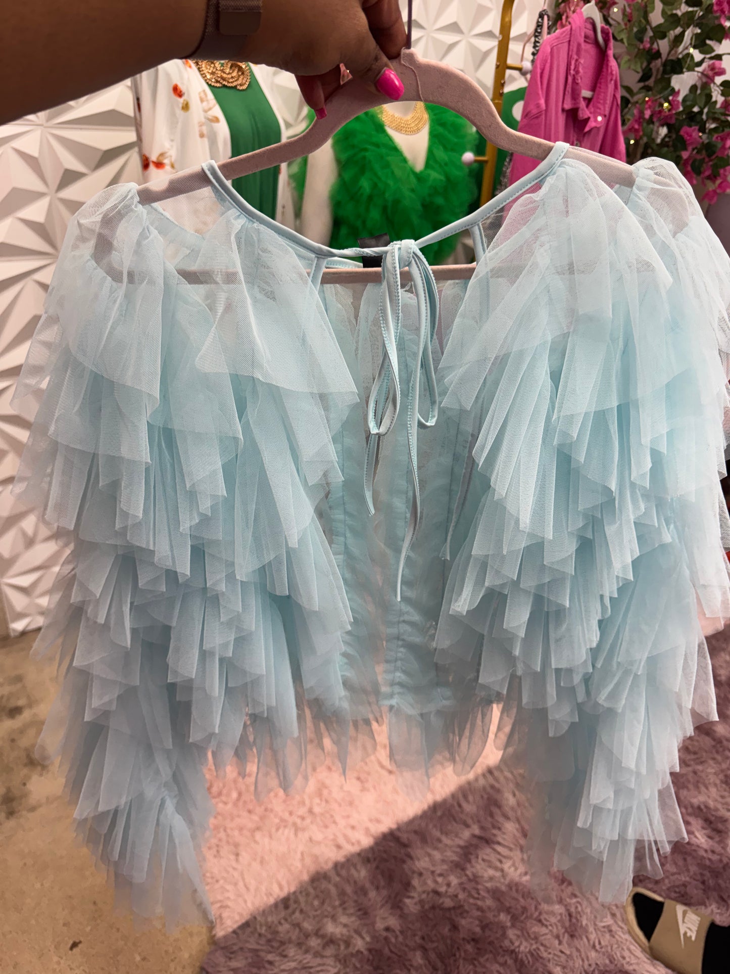 Lady Baby Blue Ruffle Top