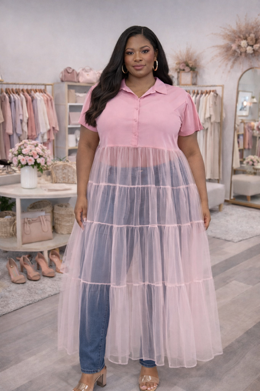 Lady Pink and Classy Tulle Top