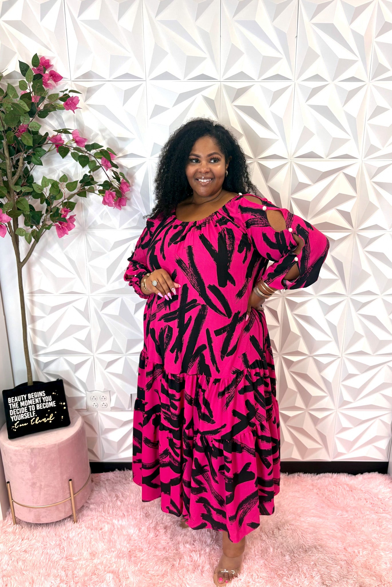 Lady Abstract Love Dress | Pink