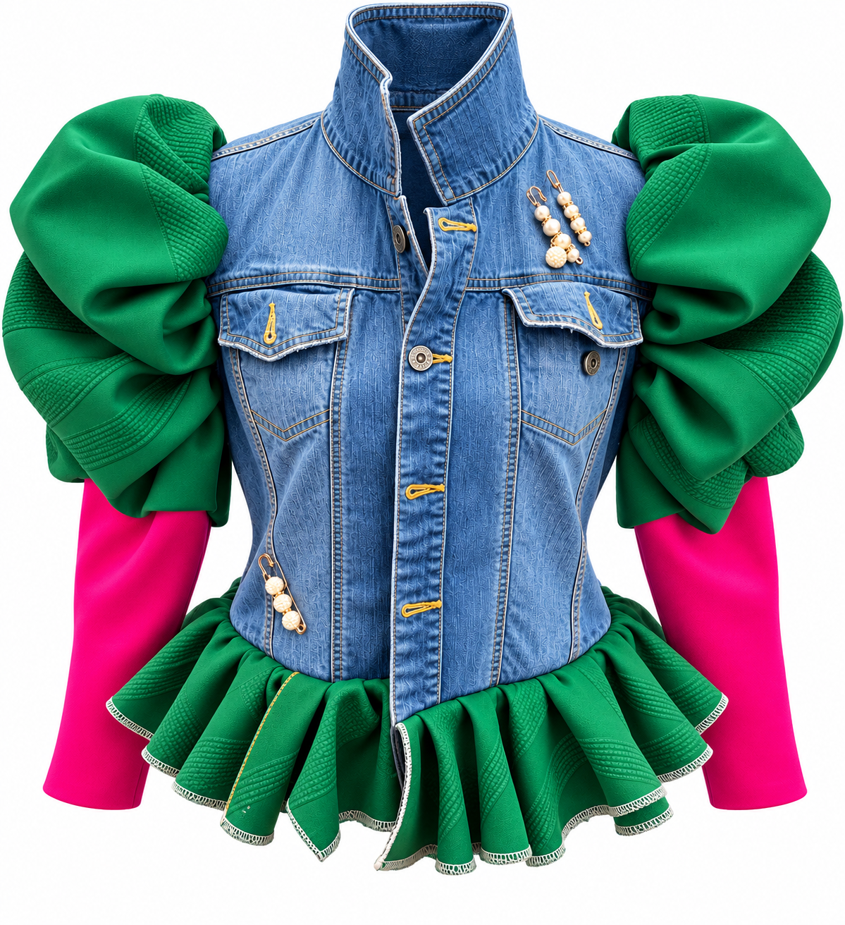 Lady Emerald Denim Drama Jacket