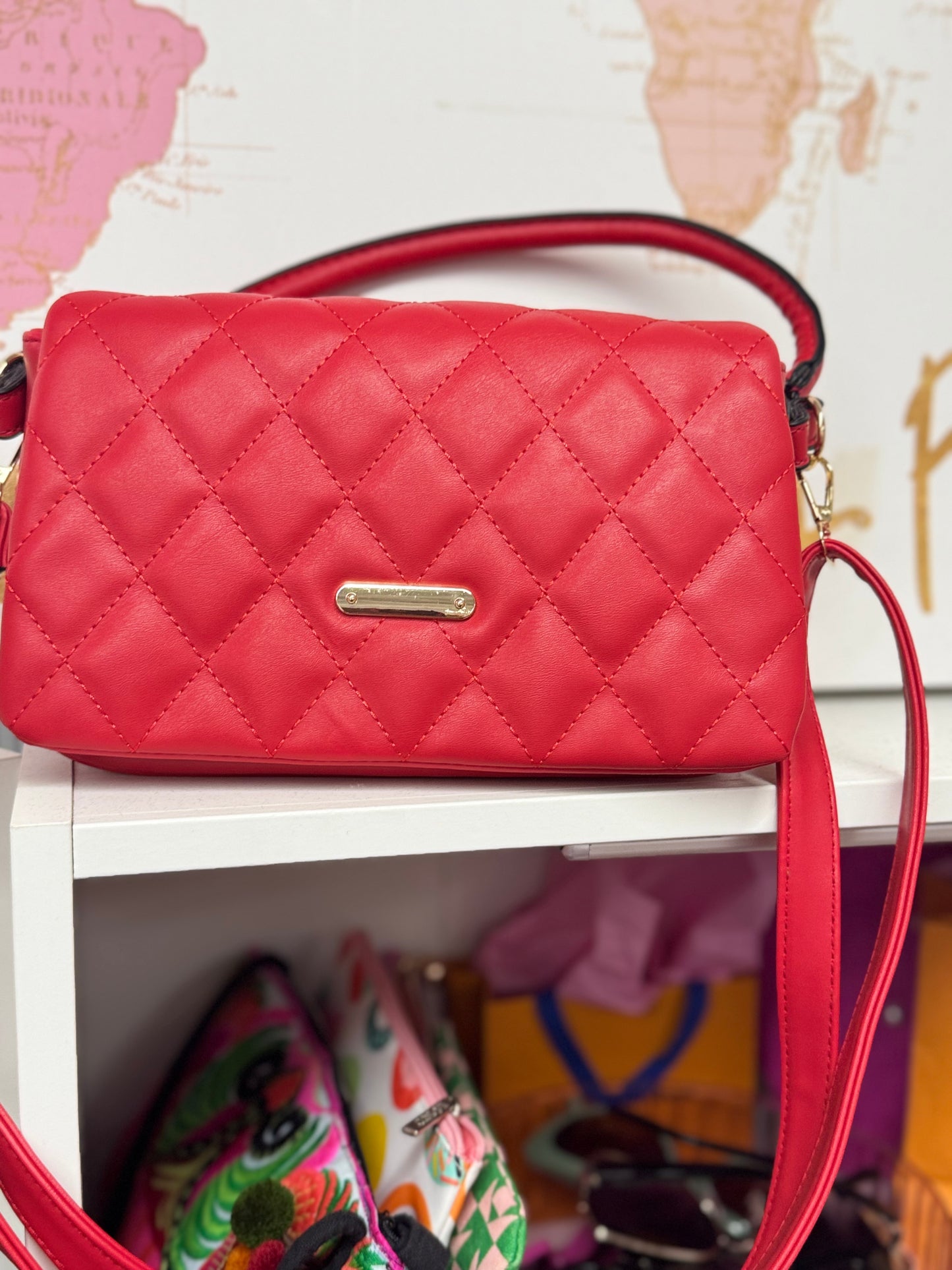 Lady Luxe Red Quilted Purse