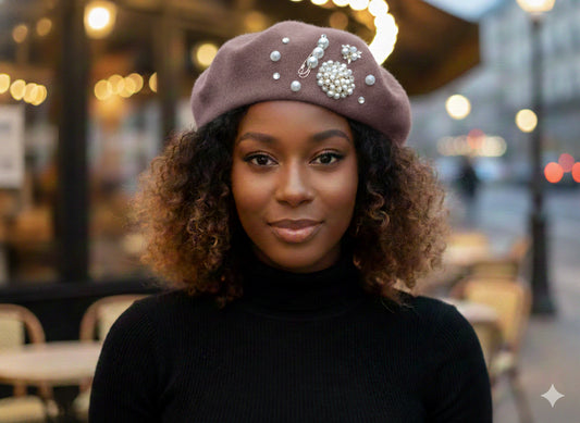 Lady Classy Beret- Teddy Bear Lavender