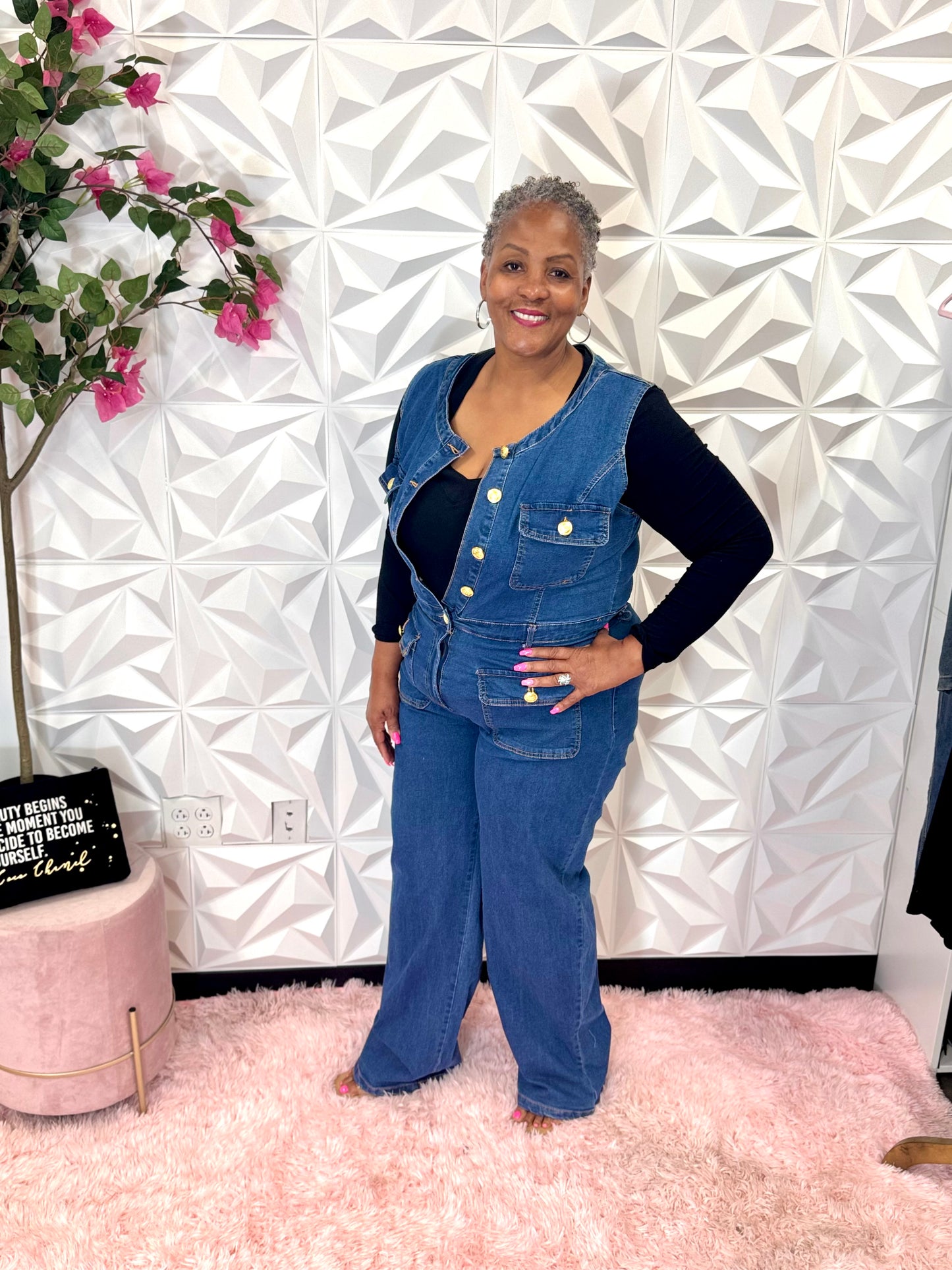 Lady Denim Stepping Jumpsuit
