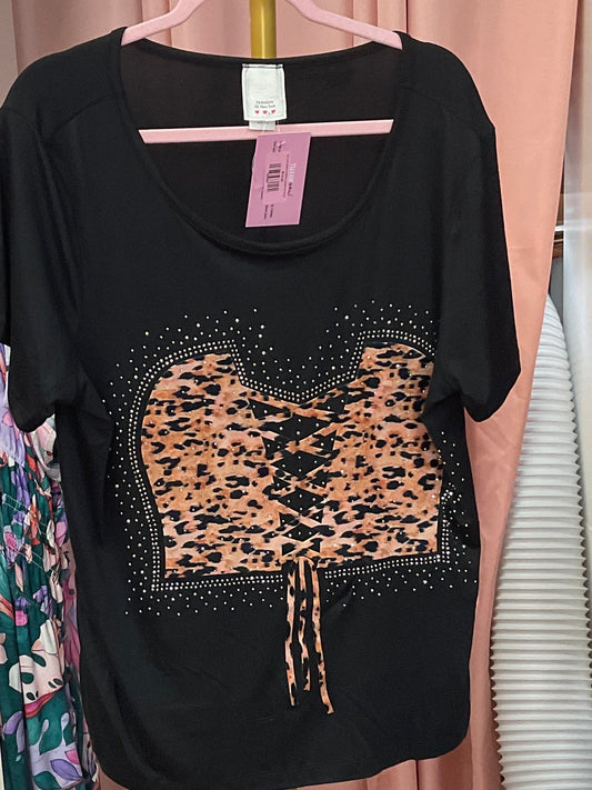 LADY BLACK CHEETAH CORSET TOP