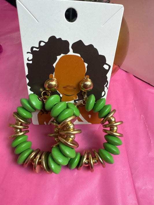 LADY GREEN GOLD BEAD HOOPS