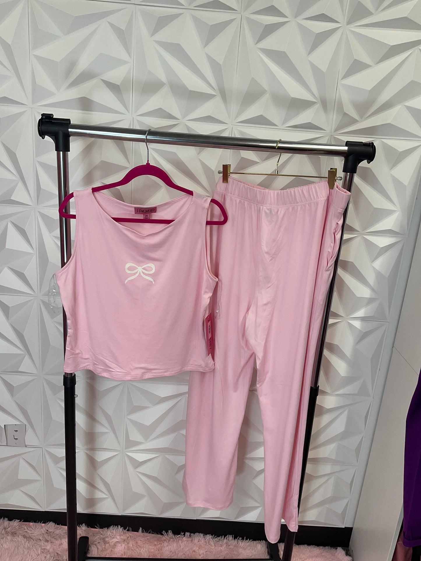 10/7 LADY PINK RIBBON LOUNGE SET SZ 2X
