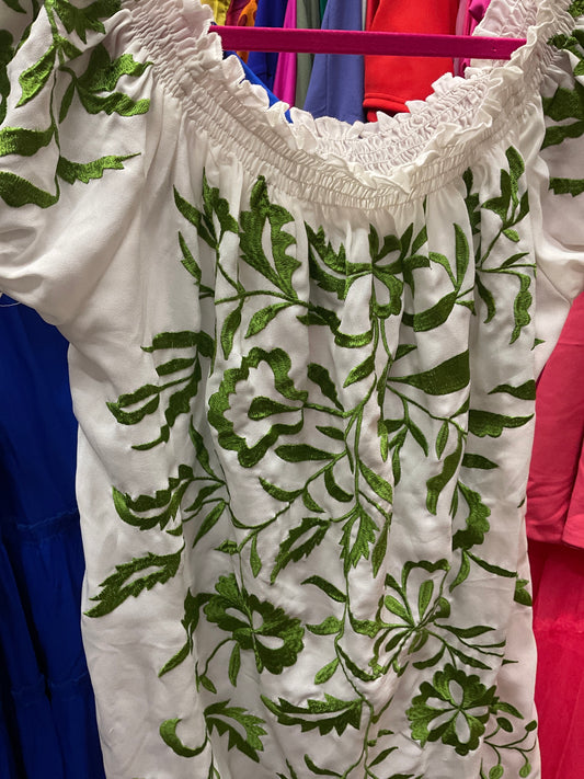 3/10 Lady Green and White Floral Top Sz 16