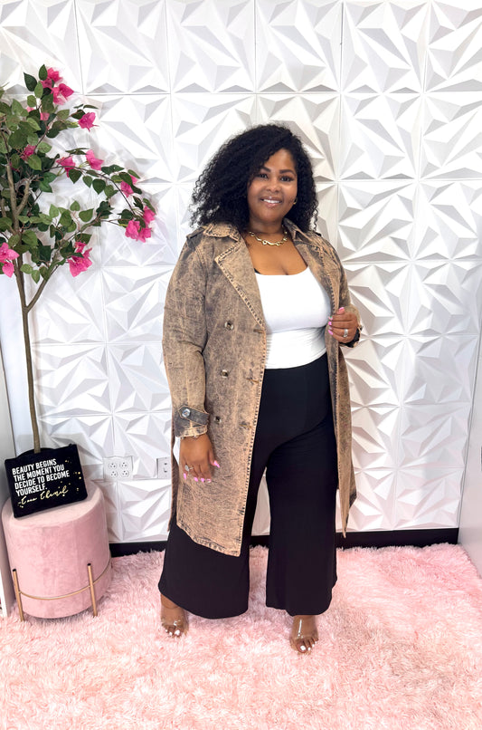 Lady Ash Bronze Denim Trench Coat