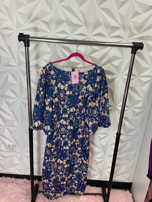 9/12 Lady BLUE SPLATTER DRESS SZ 4XL