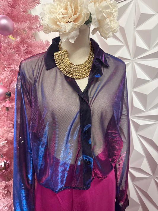 10/24 Lady Blue Pink Metallic Top