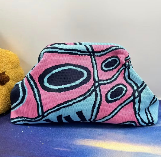 Pink Mirage Knit Clutch