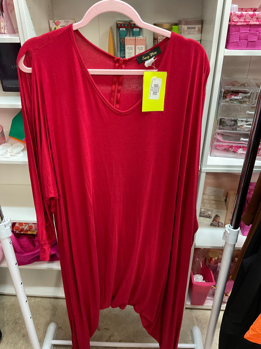 2/1 LADY RED HAREM JUMPSUIT SZ 1X/2X