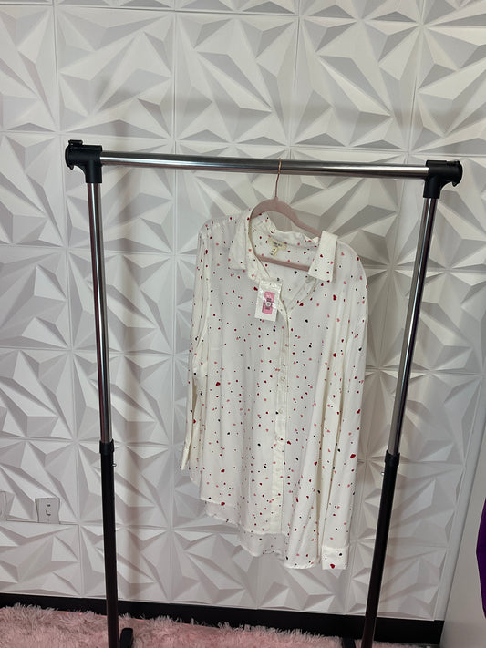 10/2 LADY COMO BLUE HEARTS BUTTON TOP SZ 3X