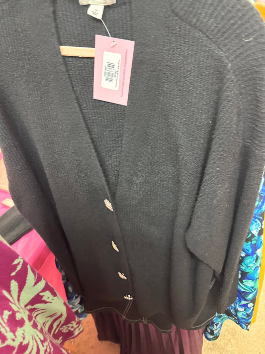 3/1 LADY BLACK BLING BUTTON CARDIGAN 2X