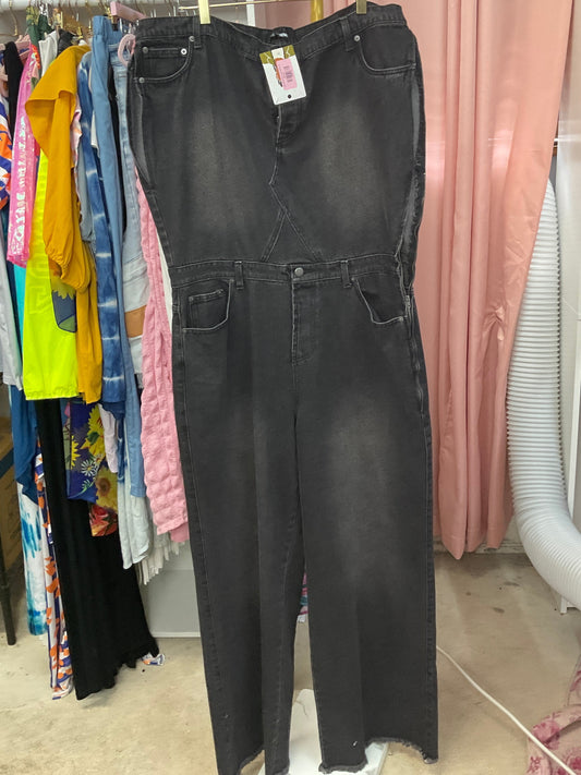 Lady Black Denim Jumpsuit sz 1x