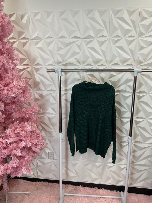 10/14 LADY APT 9 DEEP GREEN TURTLE SWEATER