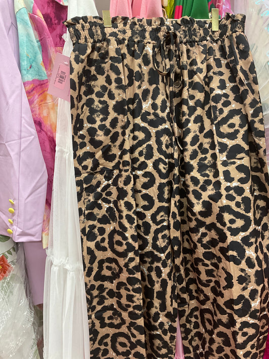 4/15 Lady Leopard Wide Leg Pants Sz 1xl