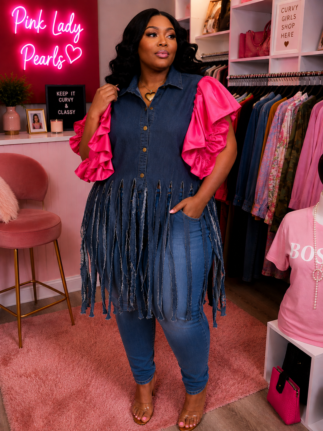 Lady Pink Ballon Sleeve Top