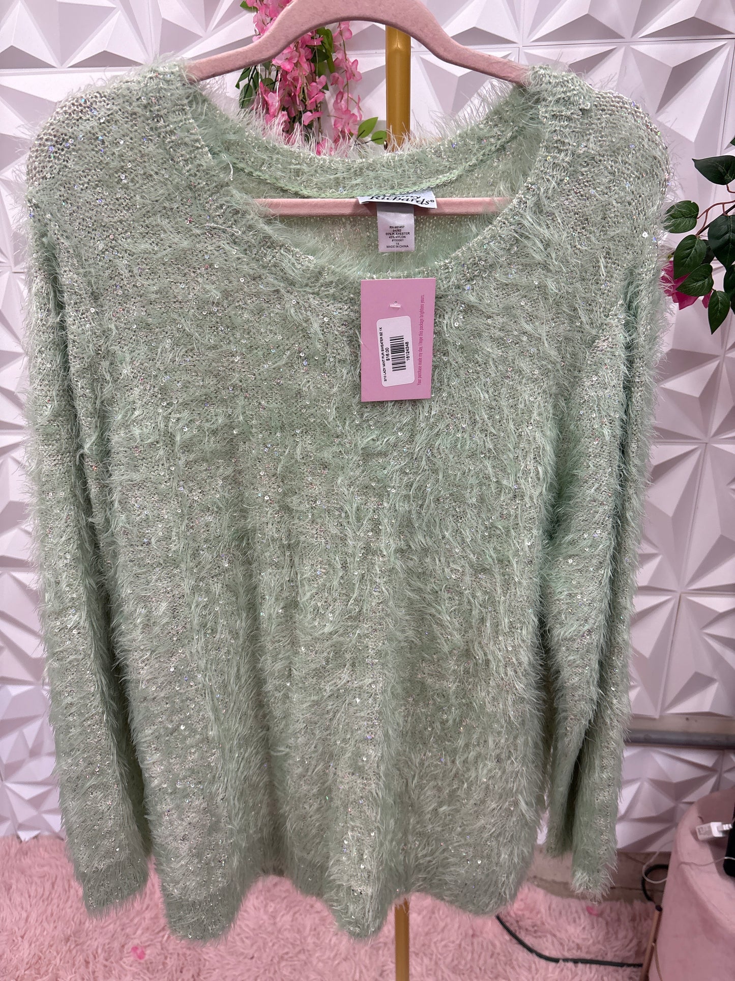 LADY MINT FUR SWEATER SZ 1X