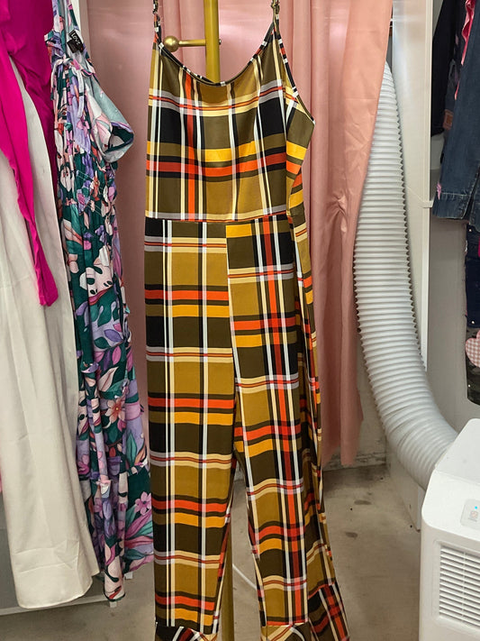 LADY FALL PLAID JUMPSUIT