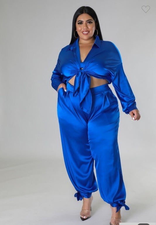 Lady Satin Set|Blue
