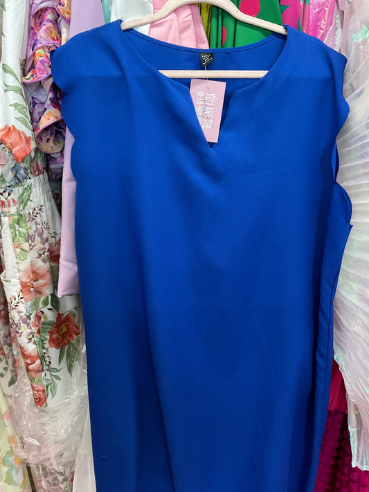 4/15 Lady Blue Ruffle Cut Dress Sz 2x