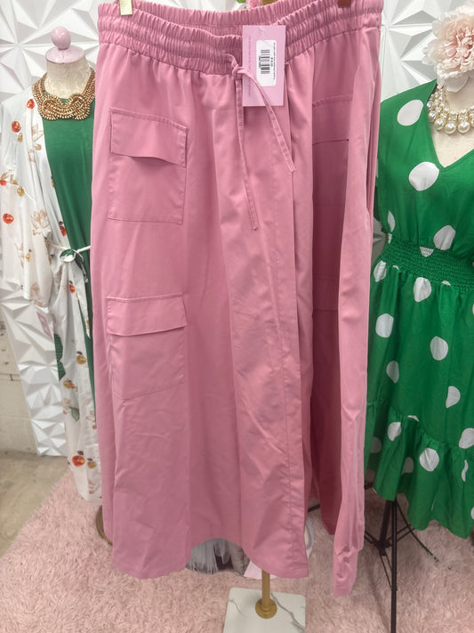 3/1 LADY LIGHT PINK CARGO SLIT SKIRT SZ 16/18