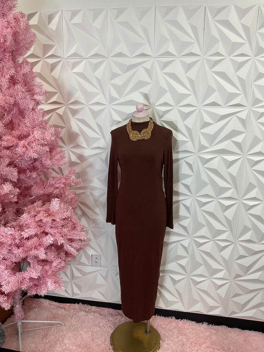 10/14 LADY BROWN LONG SLEEVE DRESS SZ 1X