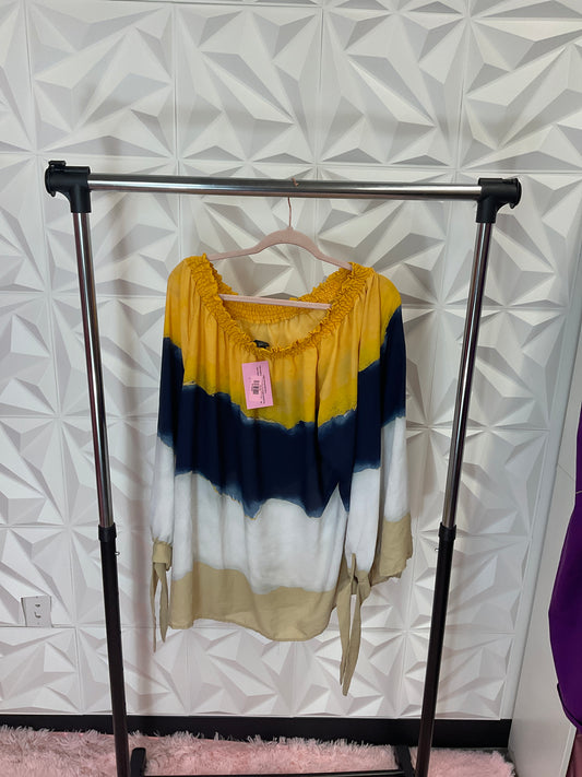 10/2 LADY A.STEWART YELLOW BLUE OMBRE BLOUSE SZ 26/28