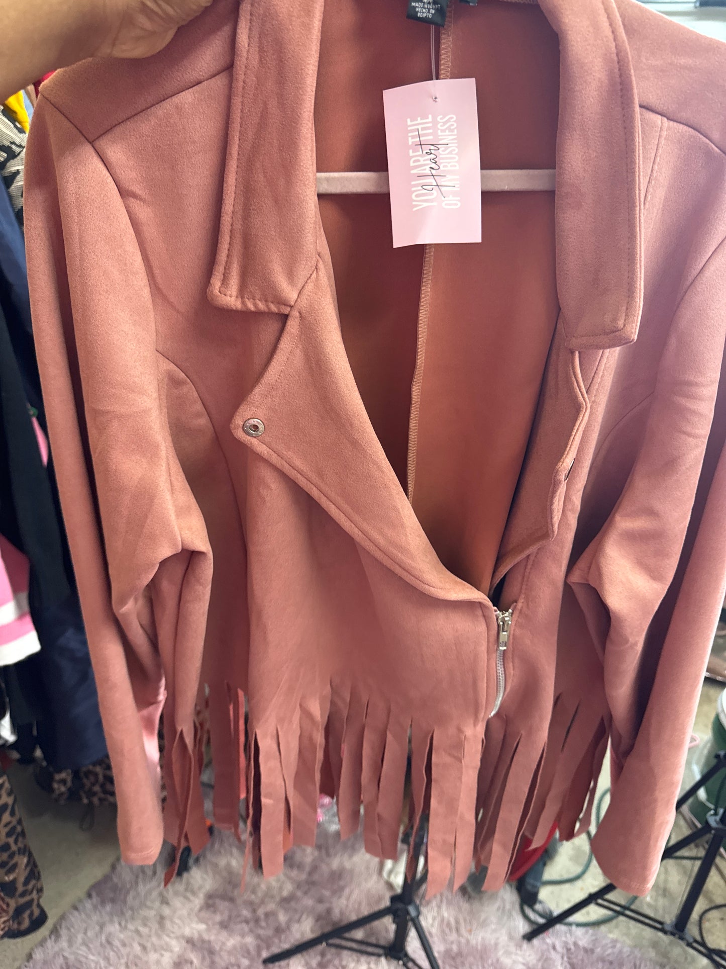 Lady Fringe Fall Jacket Brick Pink