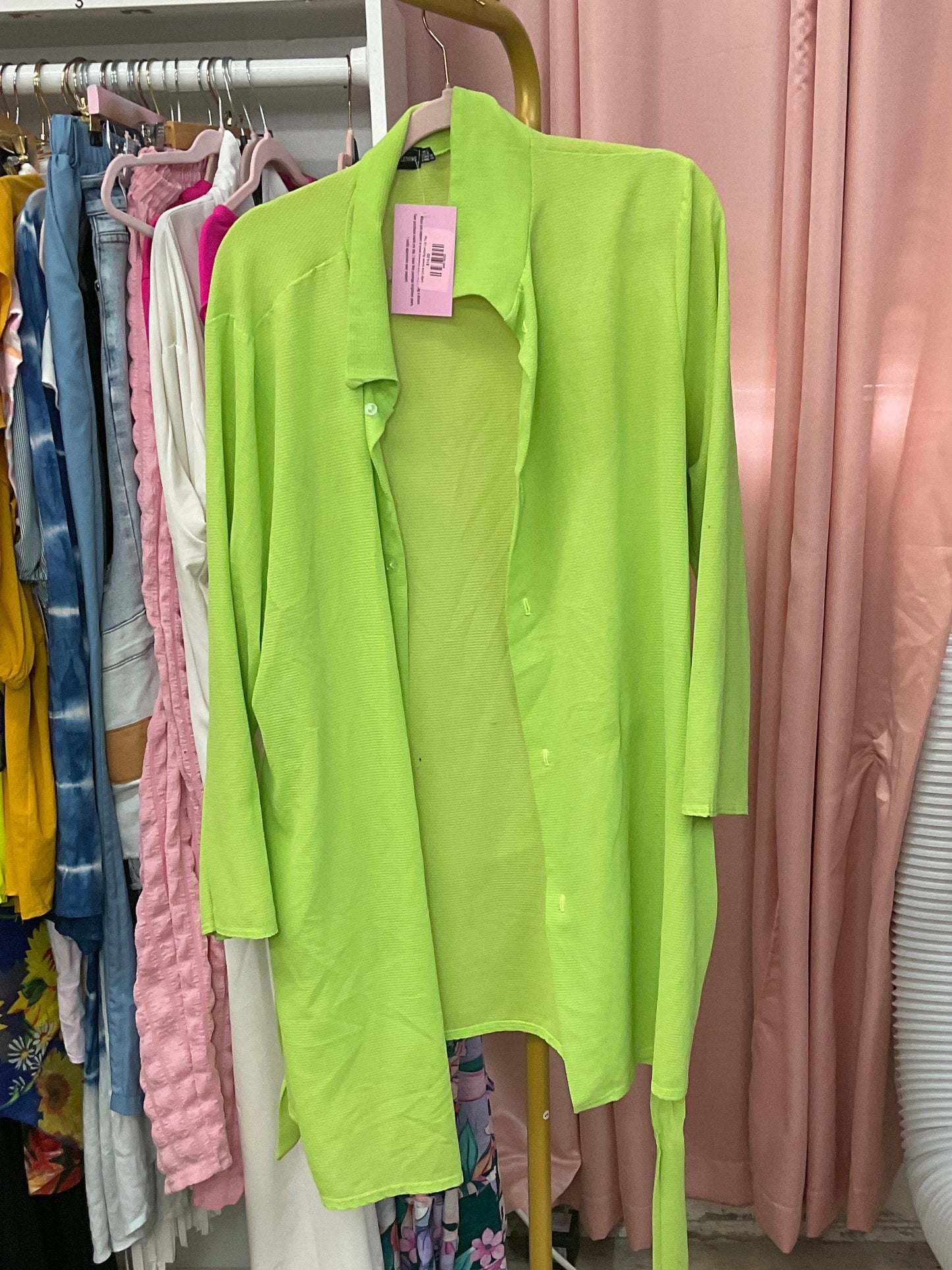 Lady Lime Green Button Up Top