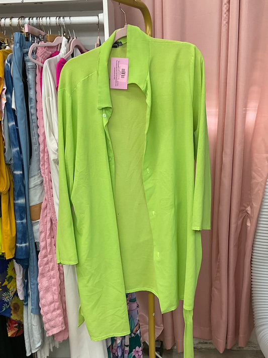 Lady Lime Green Button Up Top