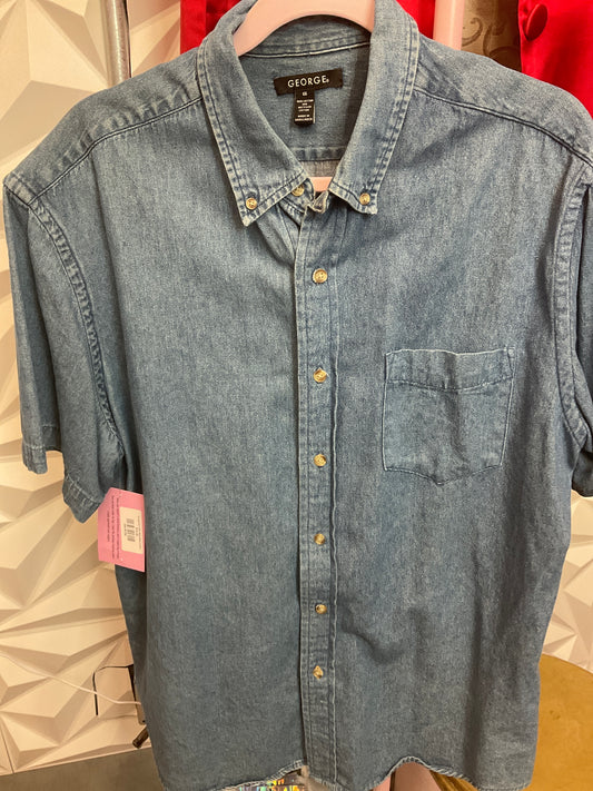 2/6 Lady Denim Short Sleeve Button up Sz xl