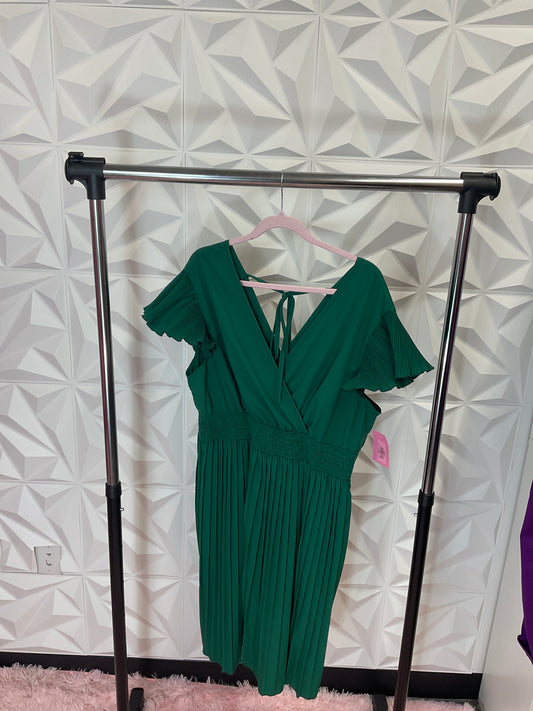 9/6 Lady Dark Green Pleated  Dress Sz 1xl