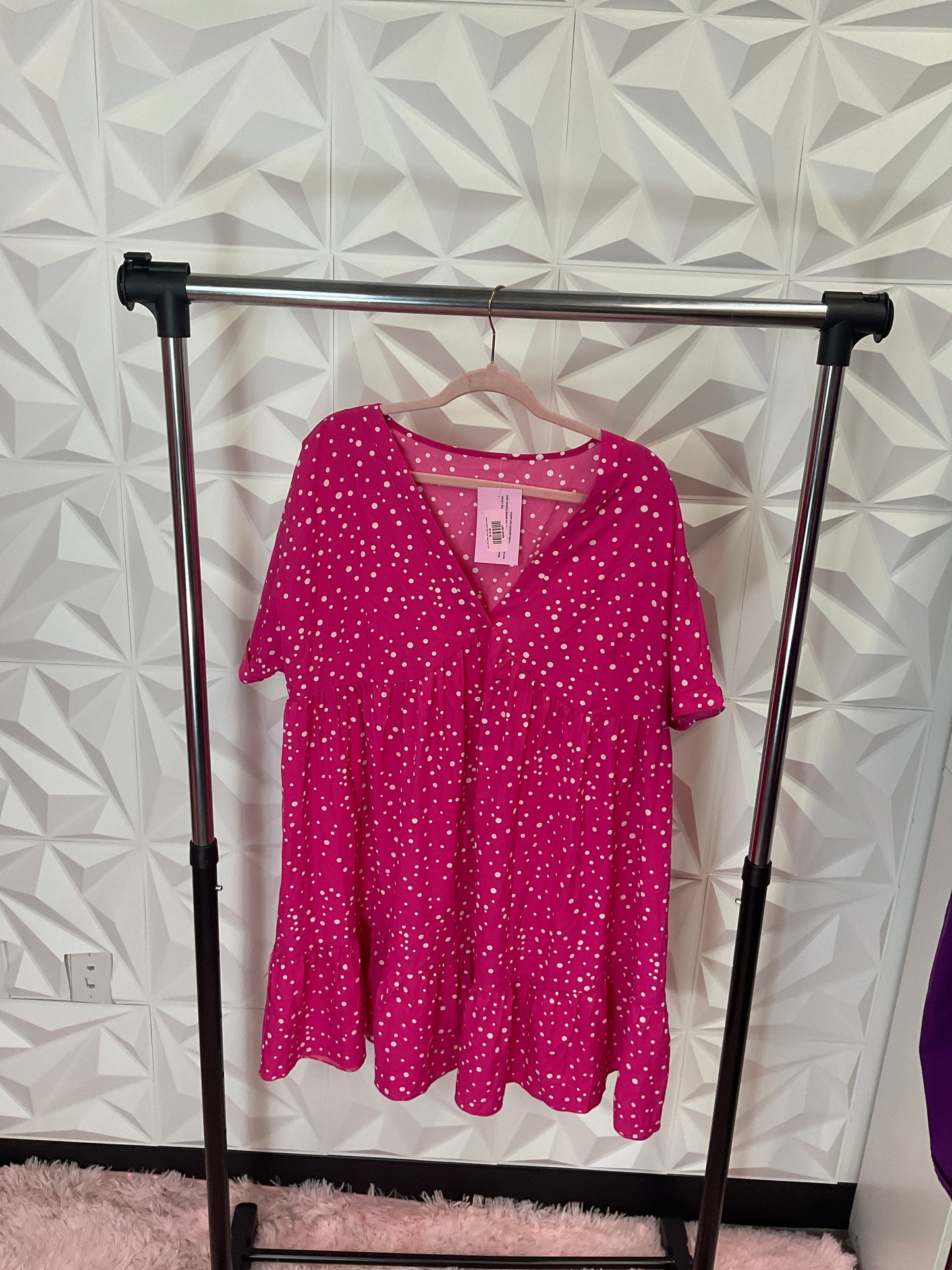 10/2 LADY PINK WITH POLKADOTS BABY DOLL DRESS SZ 2X