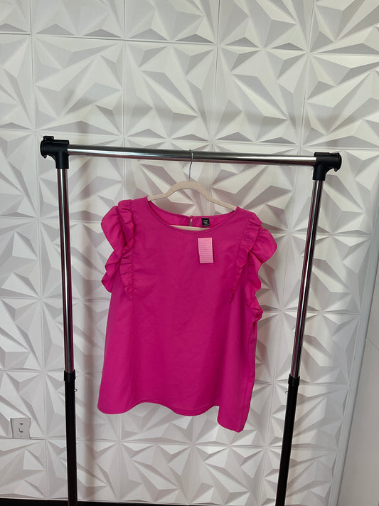 9/6 Lady Pink Ruffle Sleeve Top