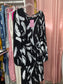Lady Black and White Striped Dress