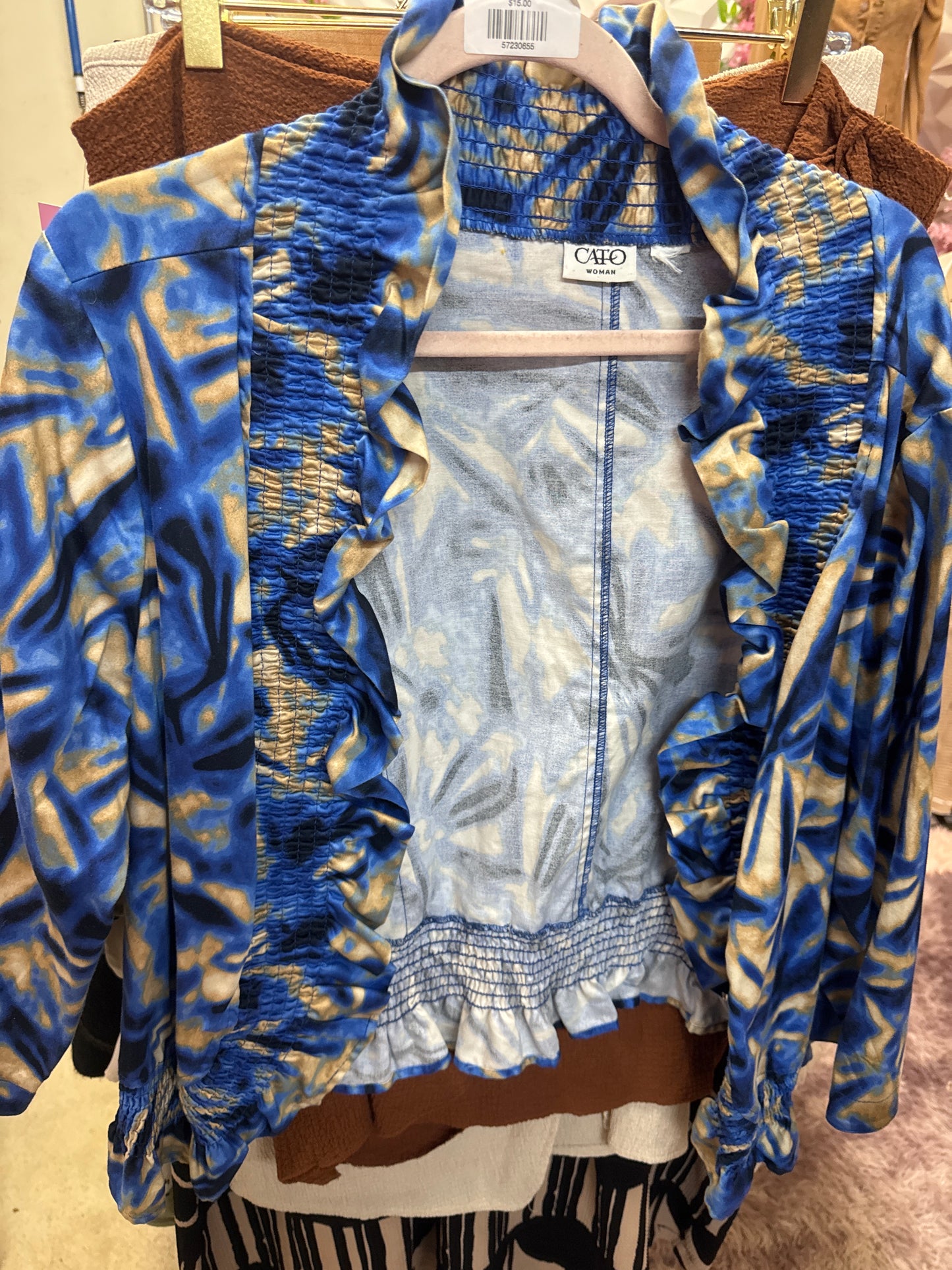 11/13 LADY BLUE TAN RIPPLE JACKET SZ 1X